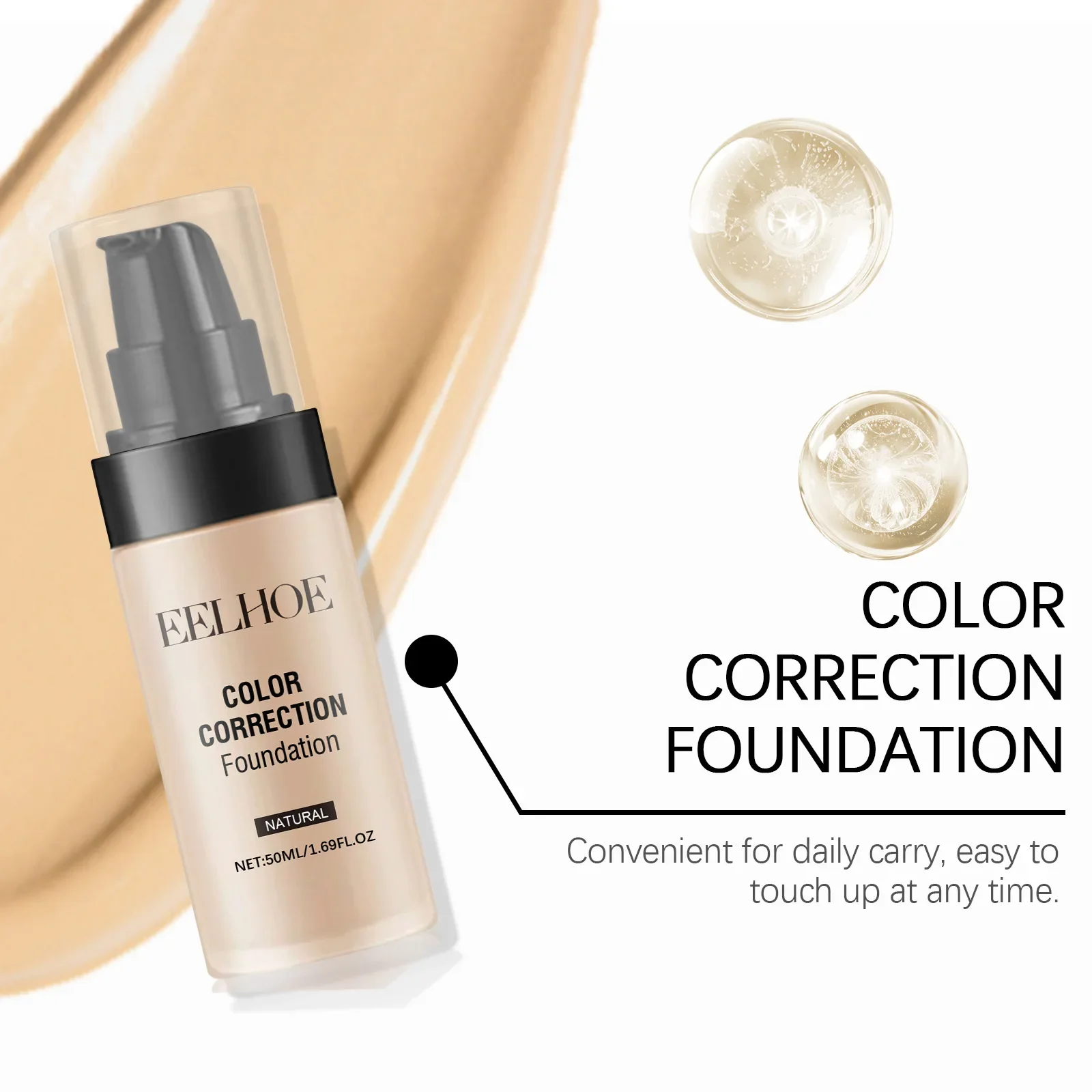 EELHOE Vloeibare Foundation Concealer Natuurlijke Lichtgewicht Glow Hydraterende Langdurige Hydraterende Niet-Caking Make-up