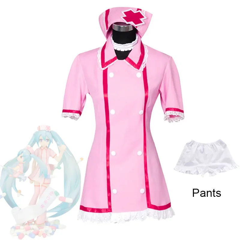 

Anime Vocaloid Miku Cosplay Nurse Dress Virtual Singer OSTER Project Diva Nurse Uniform And Hat Halloween Party Stage Costumes