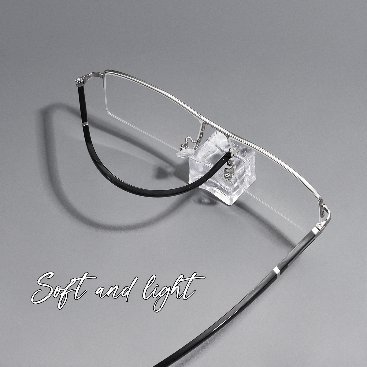 Metal Half Rim Rectangular Men Business Eyeglasses Large Square High Quality Glasses Frame For Optical Prescription Lens