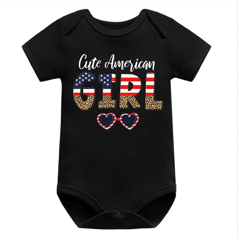 

American Girl 4th of July Baby Girls Clothes Freedom American Pride Bodysuits Sunglasses Happy 4th Red White Blue Baby Onesie