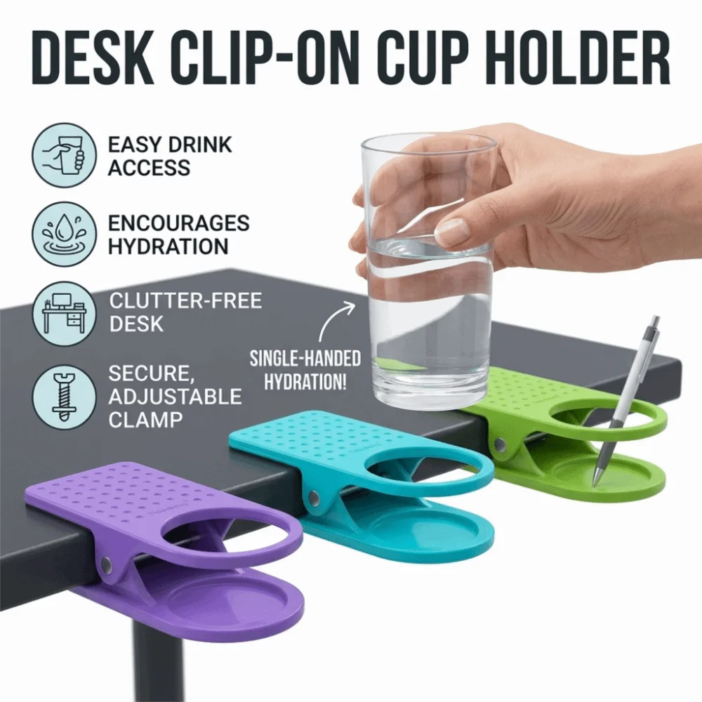 Portable Tableside Cup Holder Clip Clamp Universal Multifunctional Coffee Mug Drink Holder Desktop Tea Accessories Office Desk