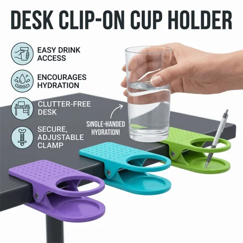 Portable Tableside Cup Holder Clip Clamp Universal Multifunctional Coffee Mug Drink Holder Desktop Tea Accessories Office Desk
