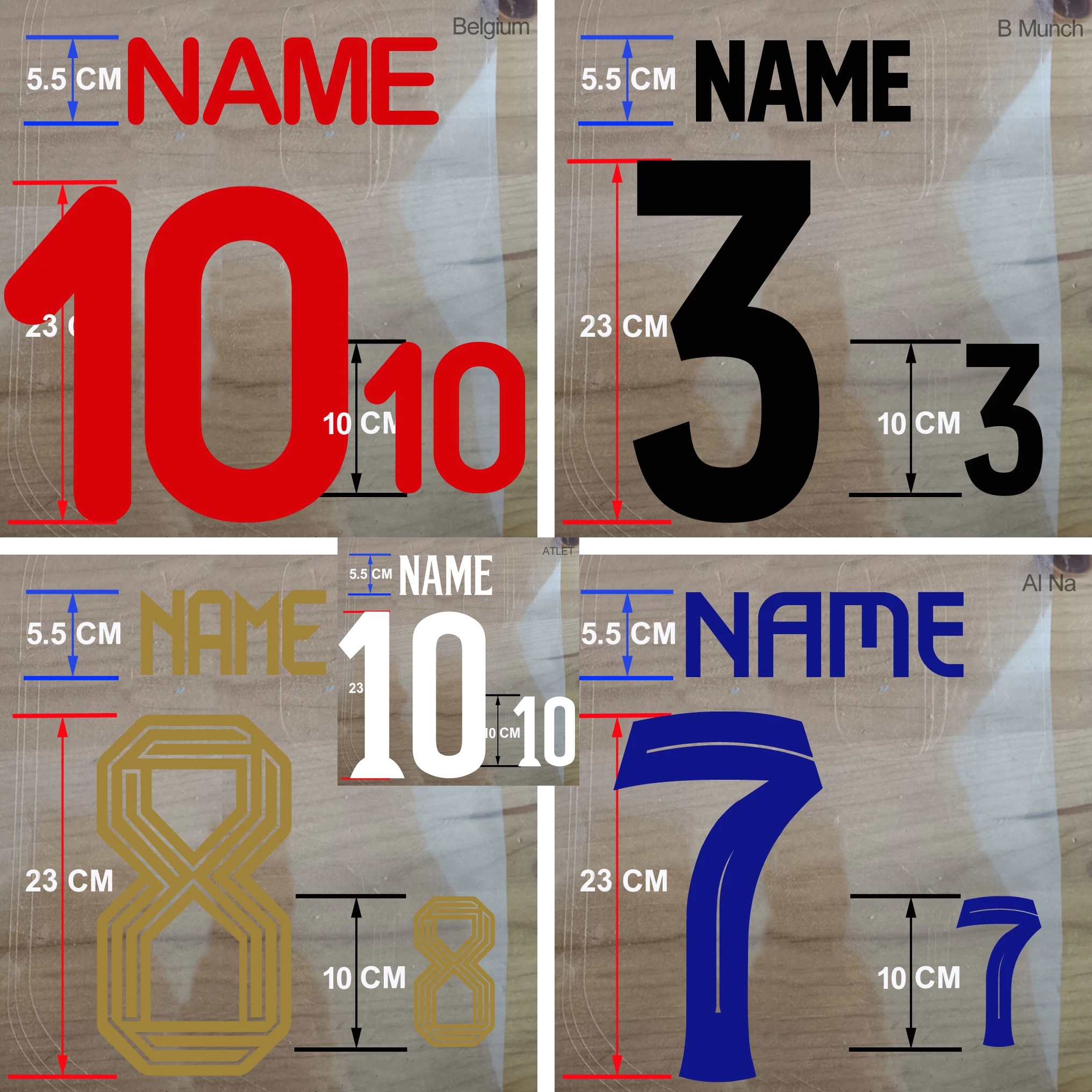 DIY Customized Heat Transfer Football Basketbal Name Number Set Hot Stamping Stickers Professional PU high-Quality 26 Colors