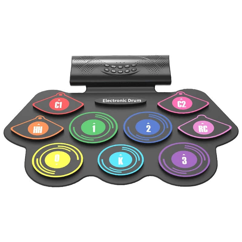 Two-horn Colored Silicone Hand-rolled Drum Kit Percussion Percussion Game Electronic Drum