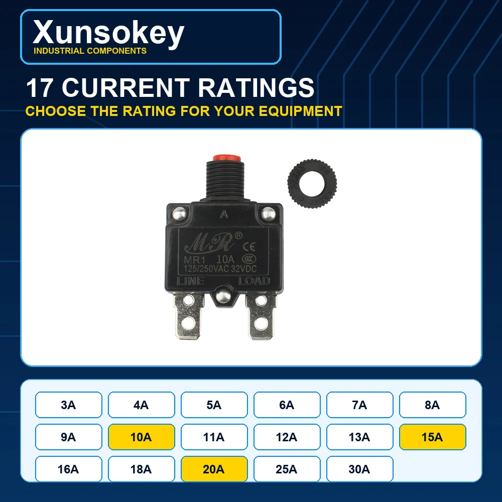 2Pcs 2A 3A 5A 6A 7A 8A 10A 15A 20A 25A 30A Circuit Breaker Overload Protector Switch Fuse Waterproof Cap