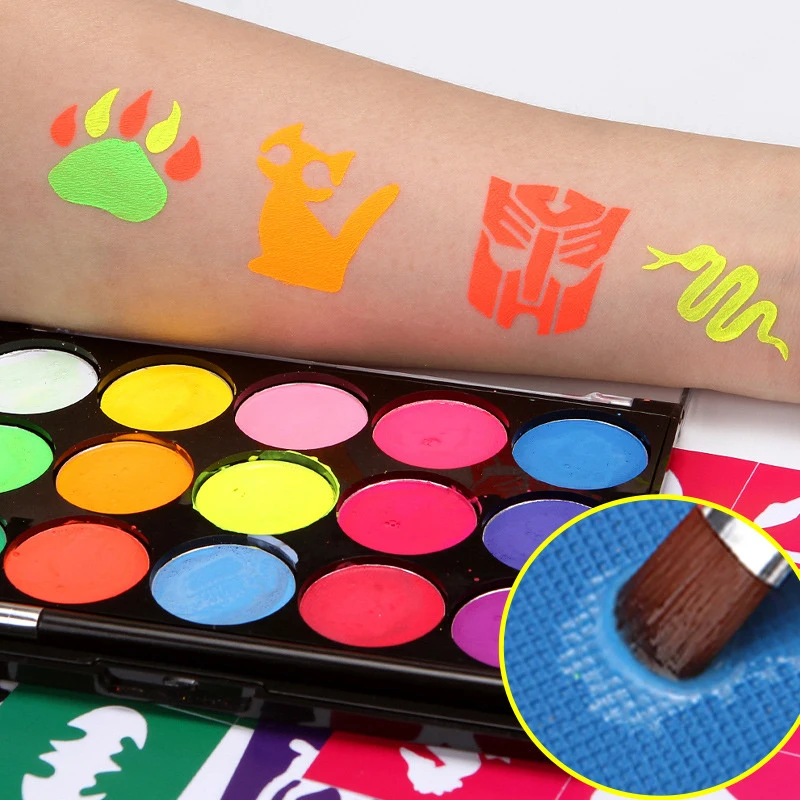 Nieuw Gezicht Bodypainting Make-Up Kids Face Flash Tattoo Art Halloween Party Body Make Up Jurk Beauty Paint Palet