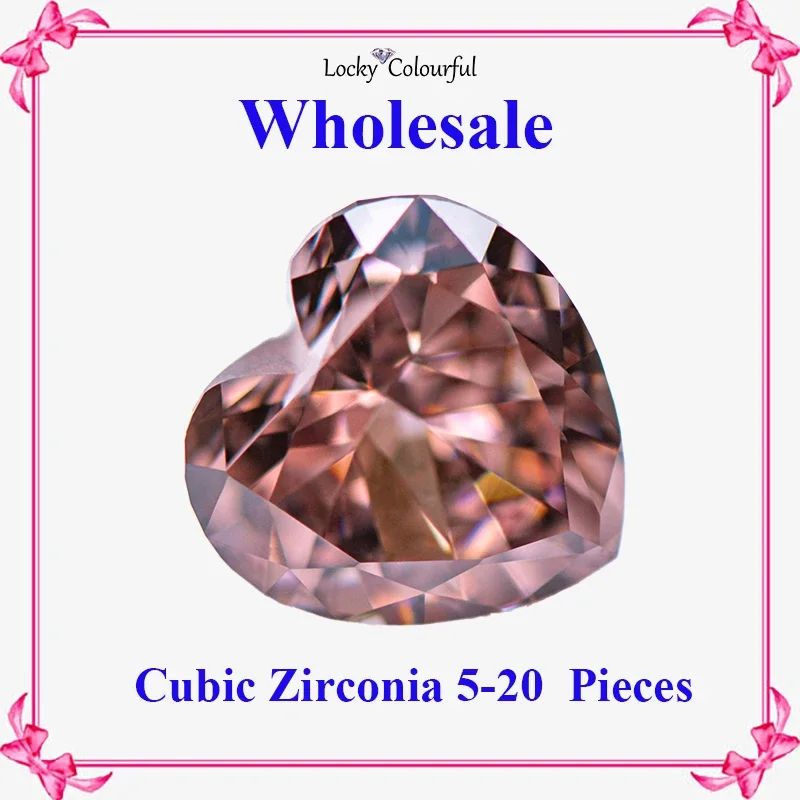 

Cubic Zirconia Wholesale Crushed Ice Cut Heart Shape Coffee Color Charms Beads for Diy Jewelry Making Materials No Certificate