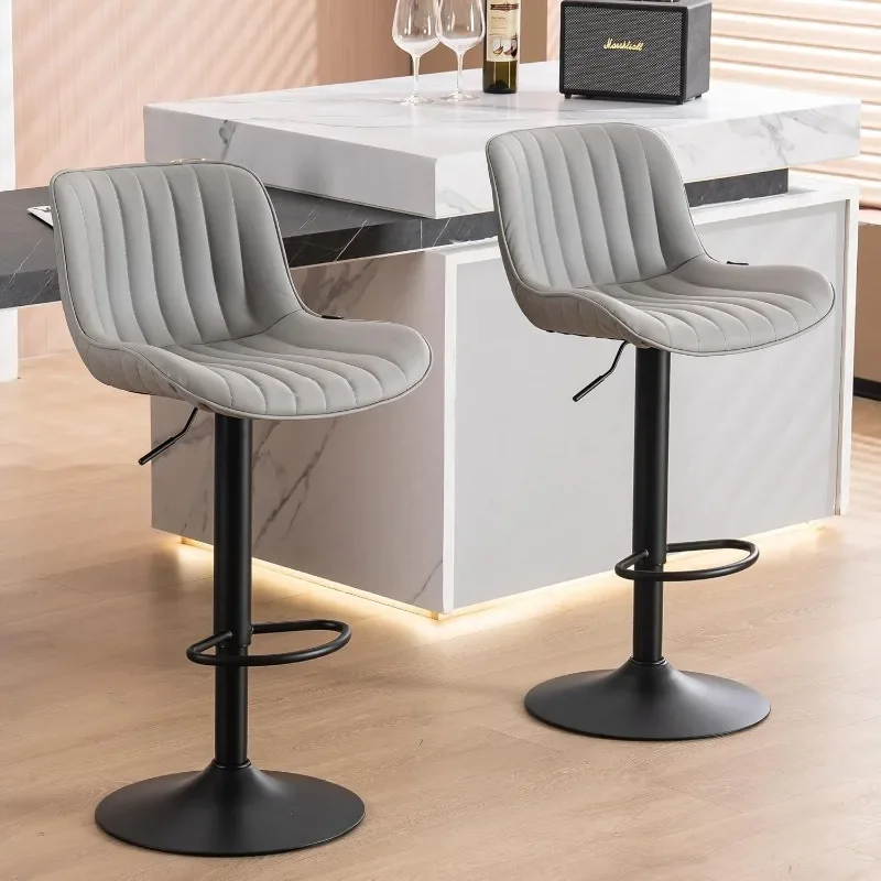 

YOUNUOKE Counter Height Modern Adjustable Swivel Bar Chairs with Backs Mid Century PU Leather Padded Barstool