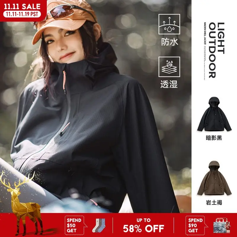 

MADEN 2024 Autumn New Outdoor Jackets for Women Hiking Mountain Windbreaker Water Repellent Hard Shell Coats Functional Jackets