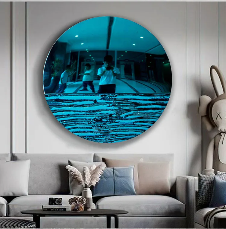 

Round Corrugated Mirror Metal Background Wall Decoration, Stainless Steel Pendant, Living Room, Bedroom, Villa wall decoration