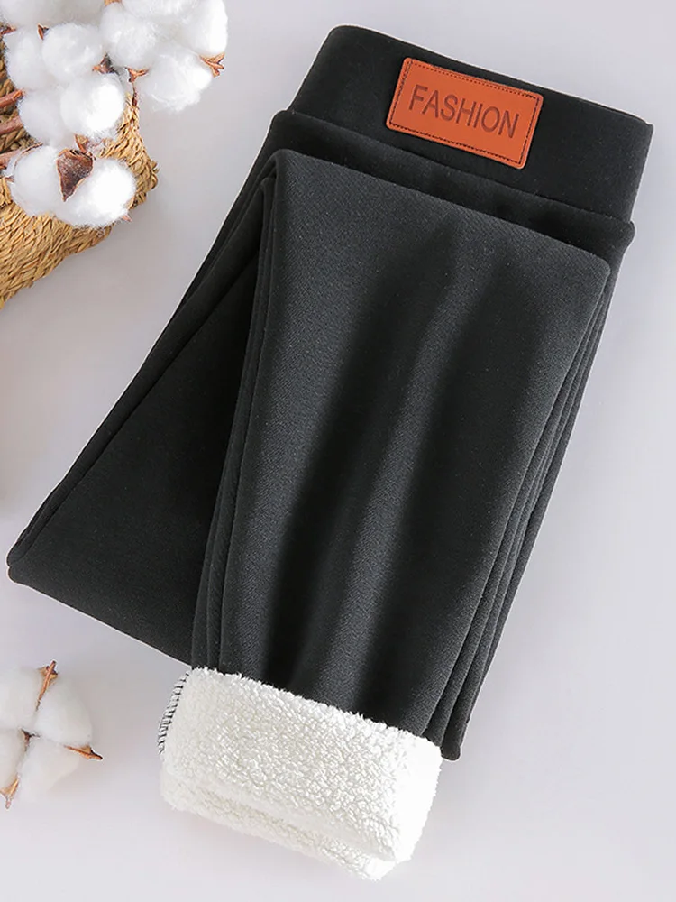 Winter Trousers Skinny Cashmere Leggings Women Ankle-Length Thick Leggins Velvet Pants Thermal High Waist Solid Warm Stretchy