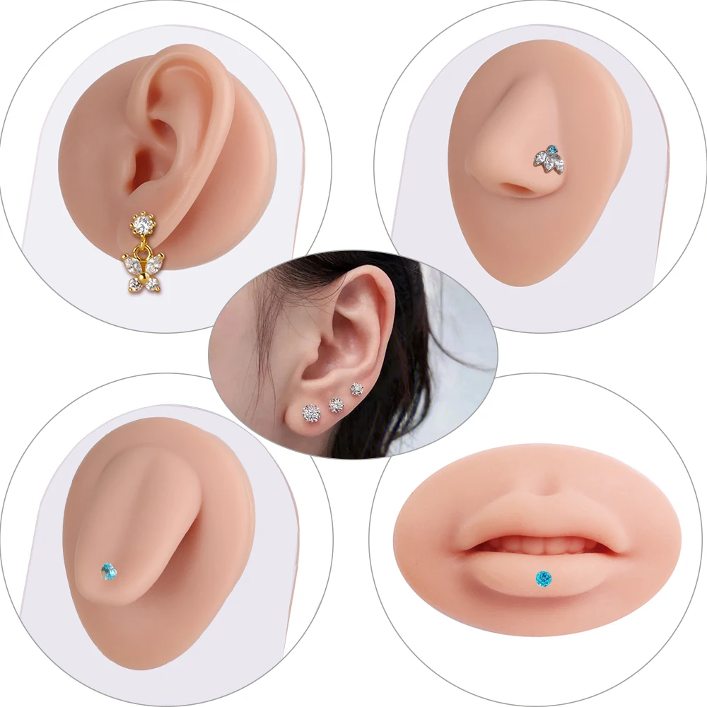 3D Tattoo Ear Nose Lips Tongue Simulation Silicone Practice Skin Beginner Tattoo Facial Features Practice Skin Fake Skin
