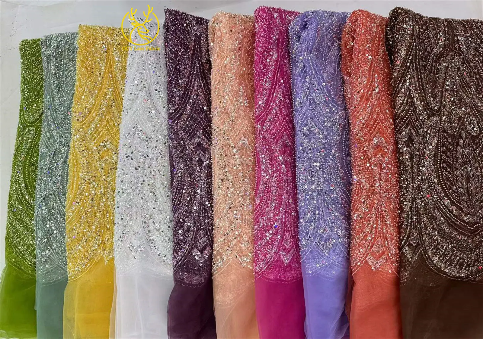 2026 Eleganter nigerianischer afrikanischer Bräutigam-Spitzenstoff mit Perlen, hochwertiger französischer Tüll-Pailletten-Spitzenstoff für Abendkleider, 5 Yards – Detail 3