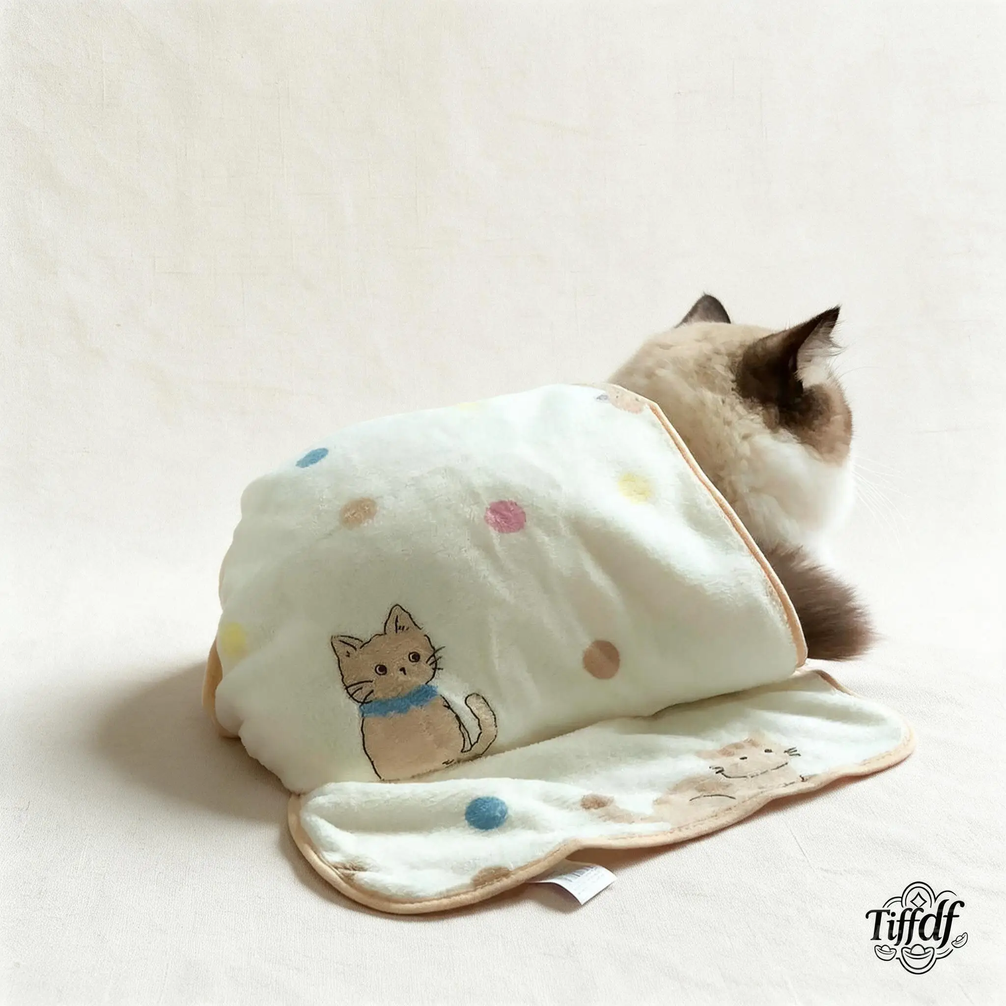 Soft Thick Coral Fleece Pet Blanket Cute Polka Dot Cat Elephant Print Warm Cozy Throw For Cats Sleeping Kneading Mat No Shedding