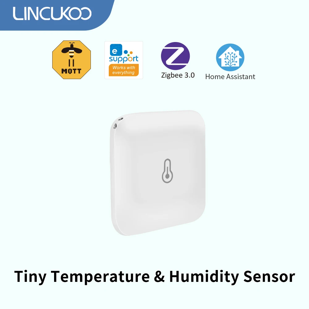

Lincukoo Smart Zigbee3.0 беспроводной датчик крошечный монитор температуры + влажности, совместимый с домашним помощником eWelink для Alexa