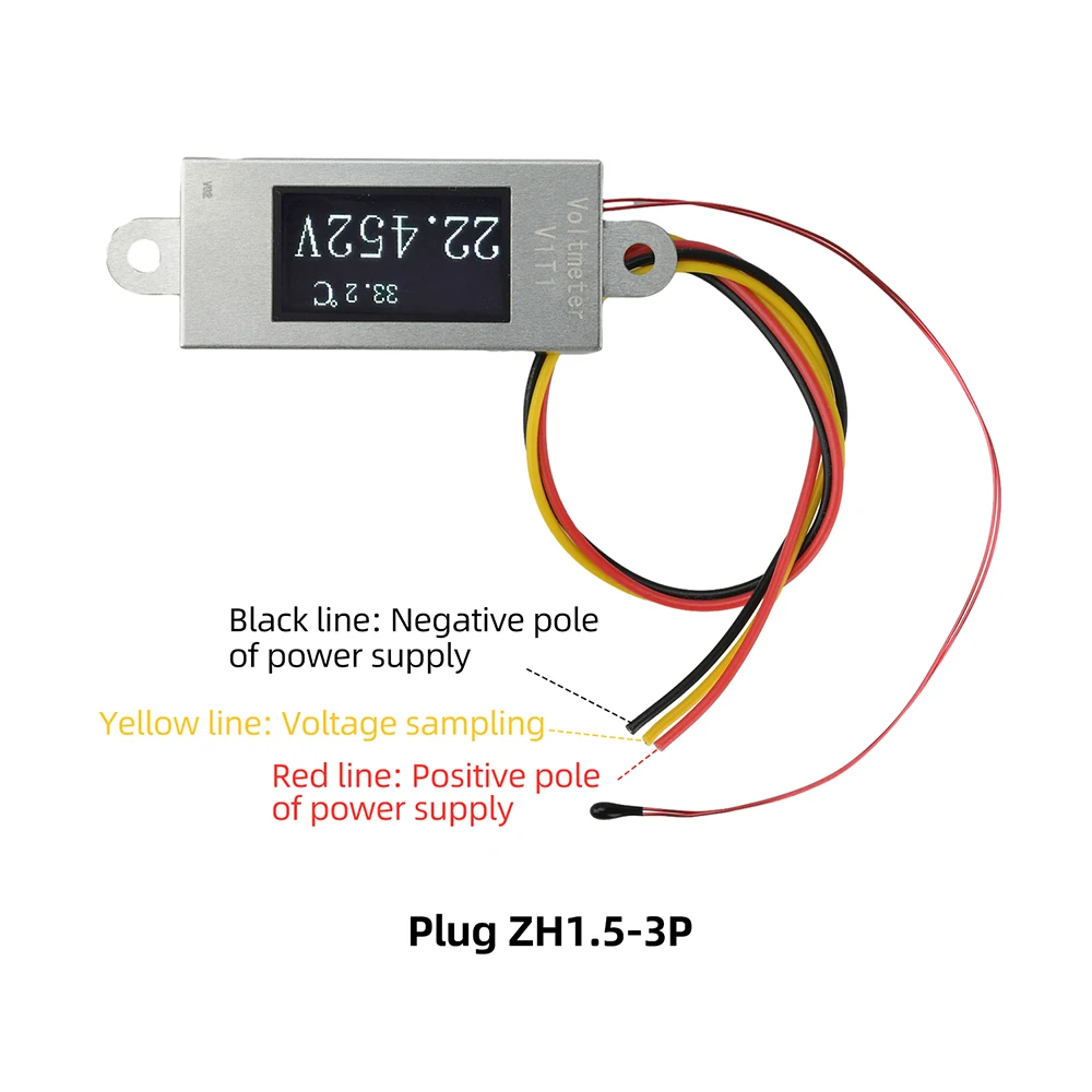 Mini-Digital-Voltmeter 0,77-Zoll-OLED 128x64 DC 0-30V Spannungs- und Temperaturmonitor 12-Bit-ADC Hochpräziser Spannungstester – Detail 9