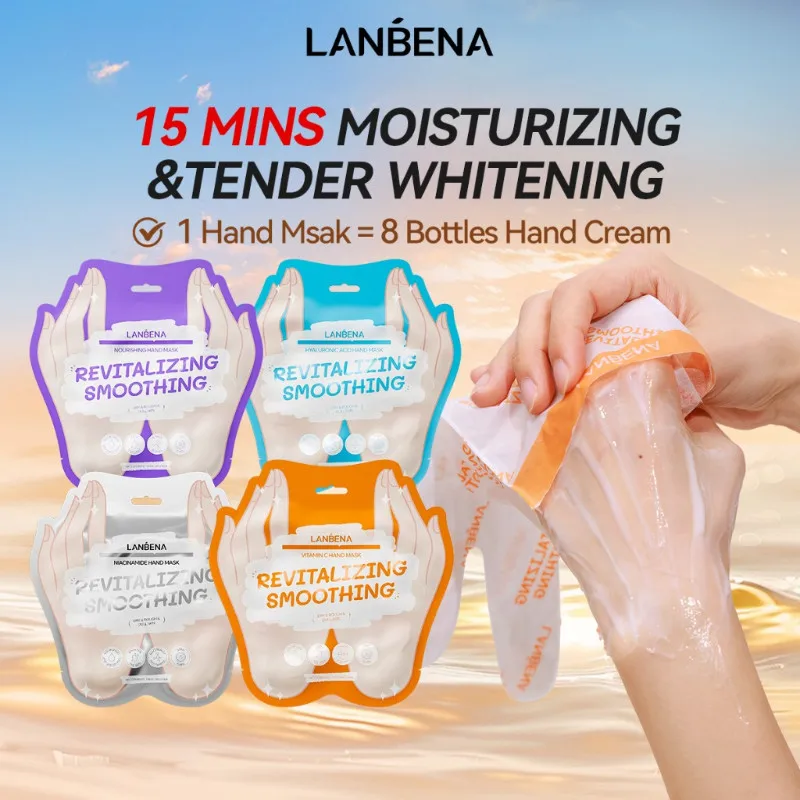 LANBENA-mascarilla de manos niacinamida/vitamina C/ácido hialurónico/retionl, blanqueamiento antienvejecimiento, parche hidratante para manos, Spa, cuidado de manos