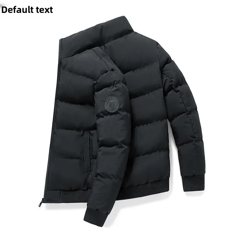 Men's Autumn Winter Cotton Coat Casual Versatile Padded Jacket Warm Stand Collar Outerwear Thickened Standard Regular Other