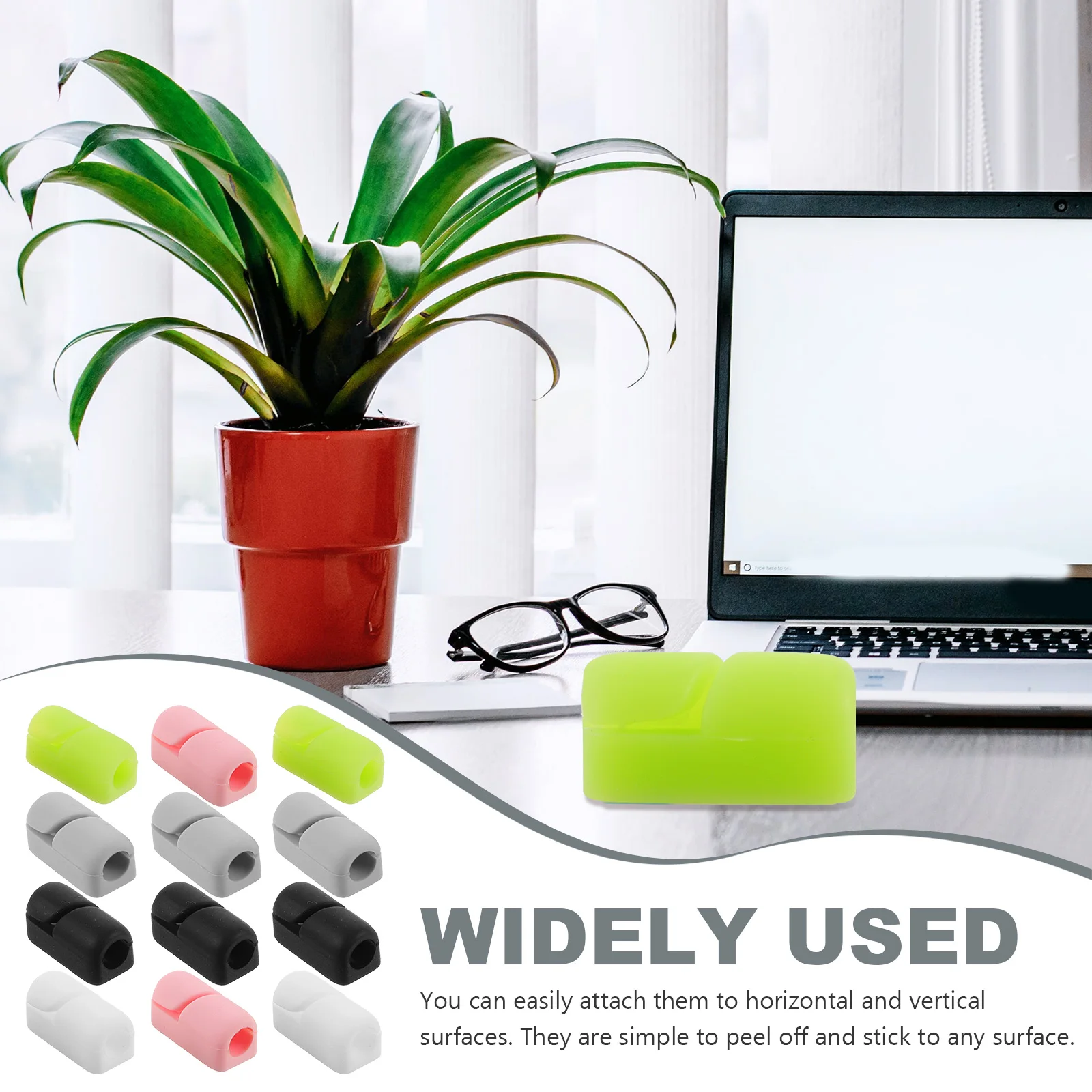 

12 Pcs Light Post Cable Management Clip Thread Holder Clips Silica Gel under Desk