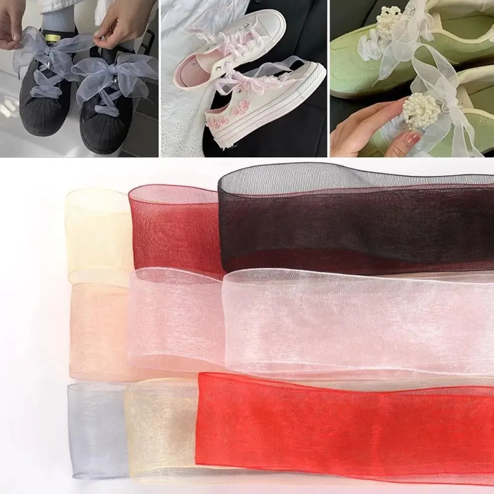 

New 4cm Width Chiffon Yarn Shoelaces 120cm Length Sneakers Use Sneakers Rope Laces Shoes Accessories Replacement Laces