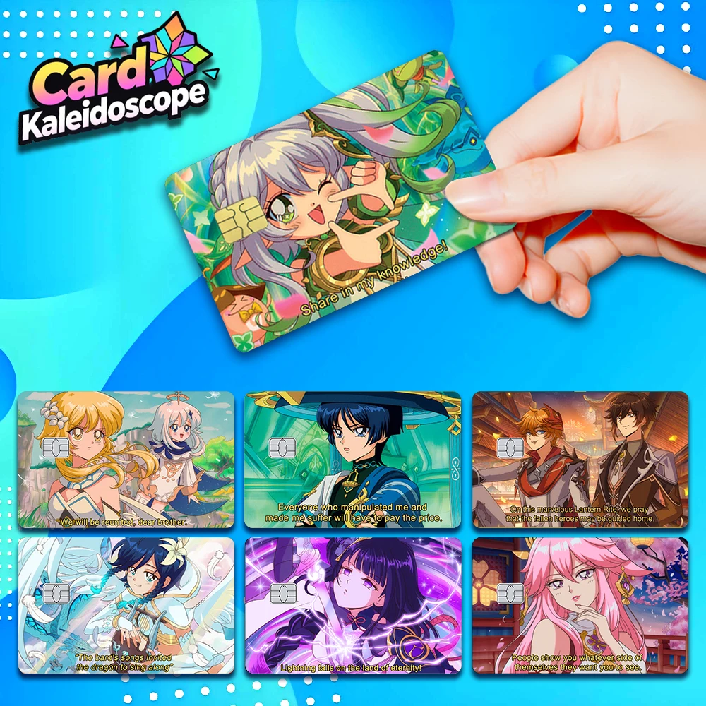 

90s Retro Anime Style Genshin Impact Credit Card Skin Sticker for VISA JCB Mastercard and Other IC Card Protection Decoration