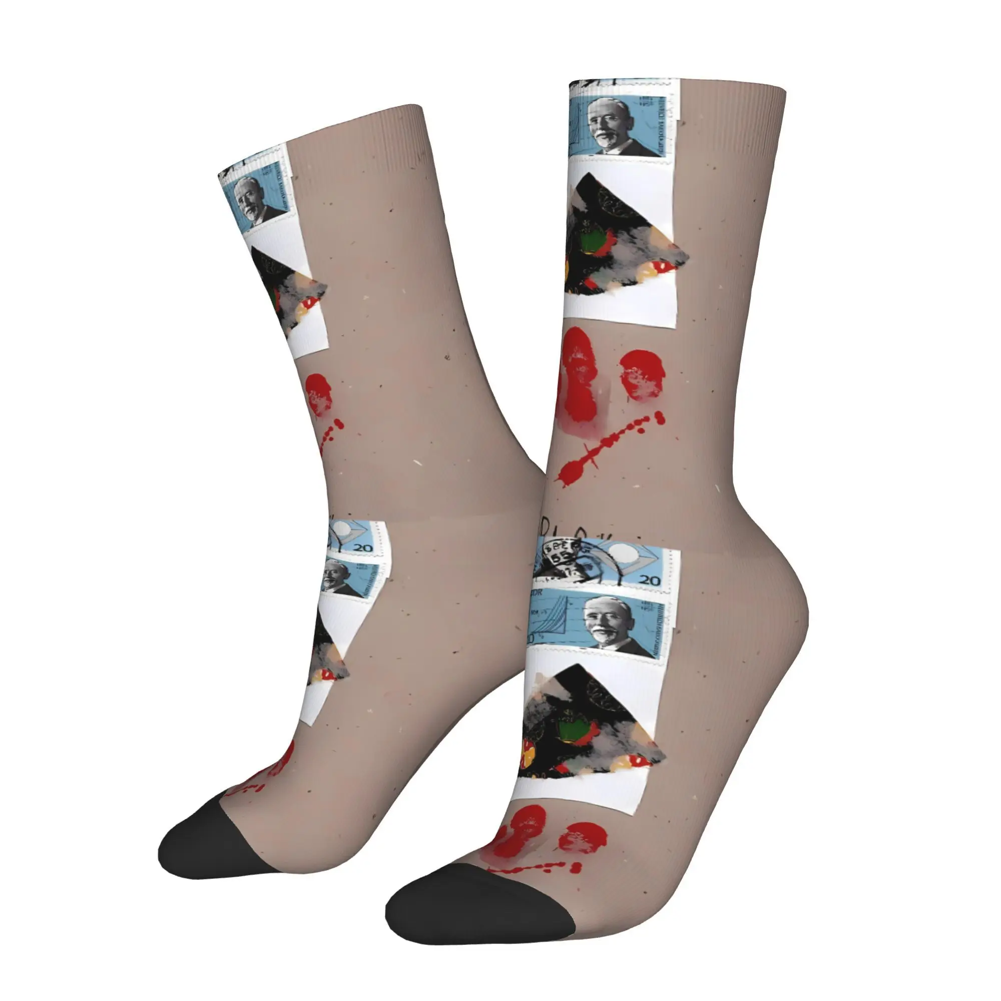 

Funny Happy Sock for Men Blau Rot Vintage Krautrock Rock Band Pattern Printed Crew Sock Casual Gift