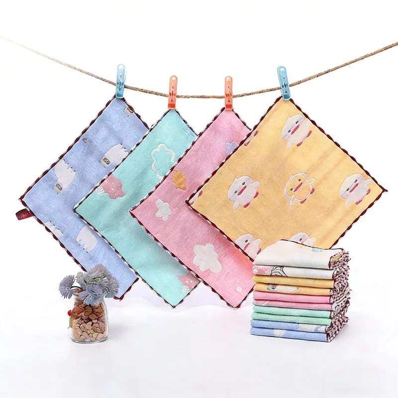 

5pcs Baby Wash Cloth Organic Cotton Embroidered Face Towel 25x25cm for Toddler and Kids Baby Cleaning Supplies