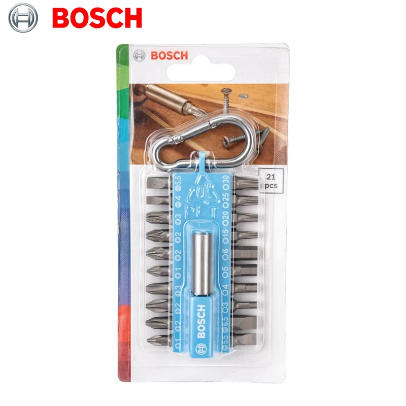 BOSCH 21Pcs Screwdriver Bit Set 2607002822 Magnetic Holder Carabiner Impact Drill Electric Screwdriver Bits