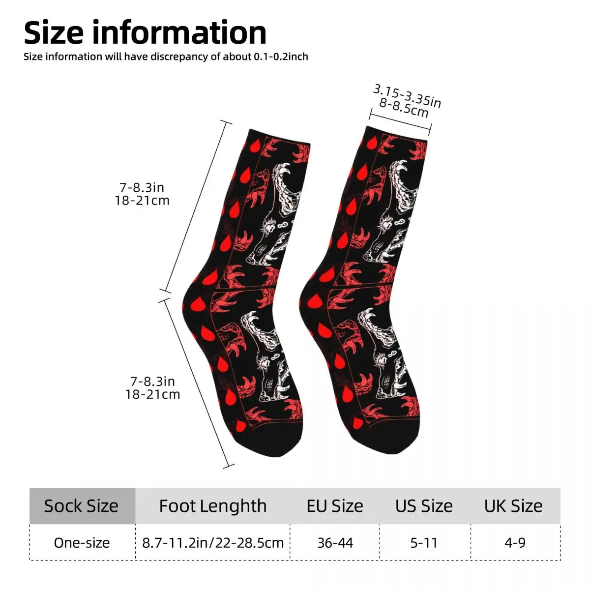 Gaping Jaws Dog Teeth Sock Printed Man Poliester