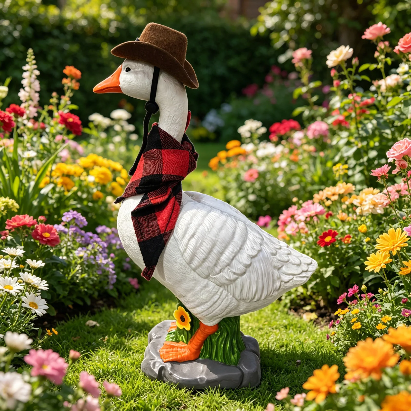 Home Decoration Sculpture Office Desk Decor Resin Realistic Large Porch Goose Statue Ornament Sand-Fillable Hollow Garden Goose