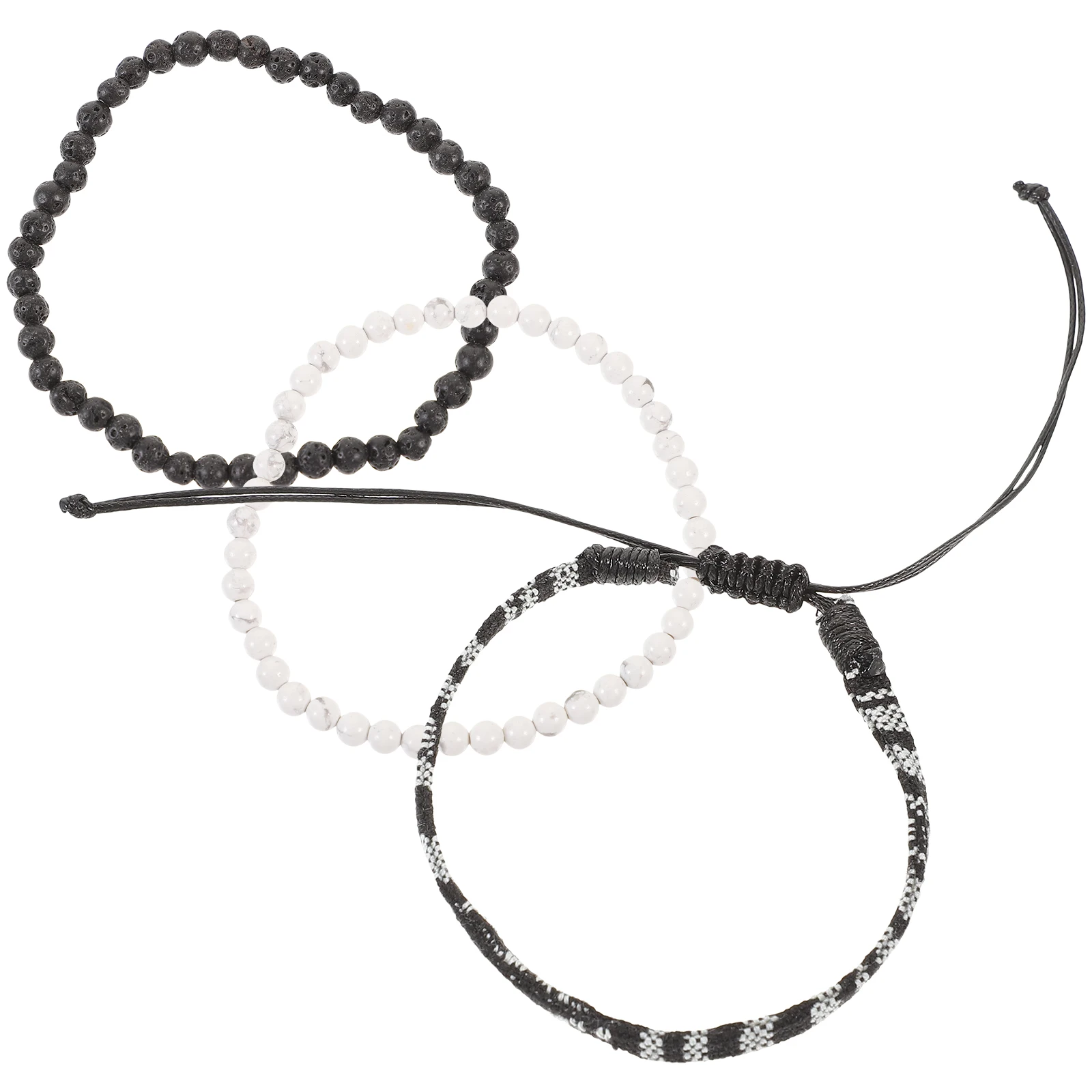 

3 Pcs Turquoise Stone Bracelets Bohemian Beaded Bracelets for Women Men Unisex Fashion Decorative Round Bead Gifts