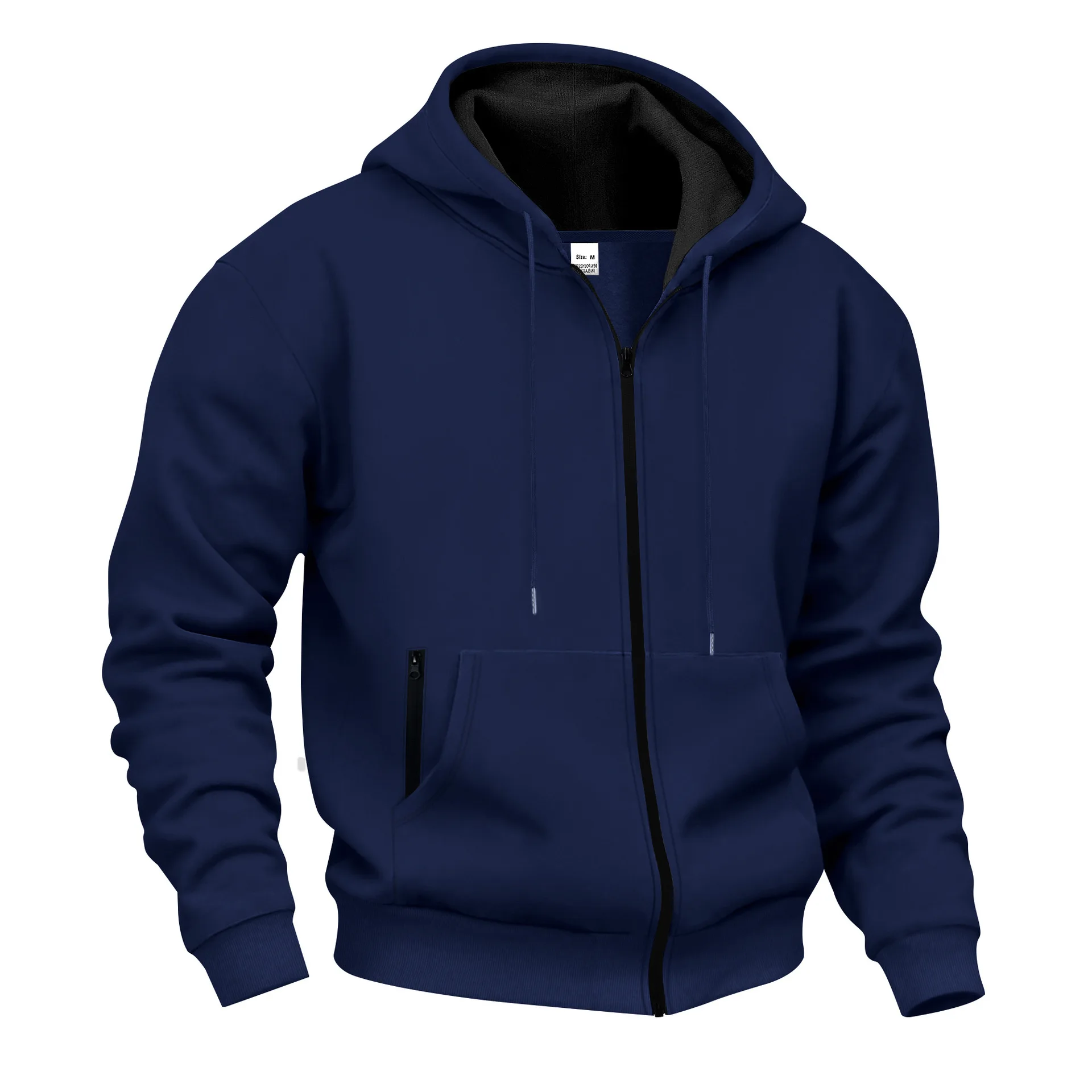 2026 American men's autumn and winter warm fleece functional ins hooded zipper commuter casual sweater