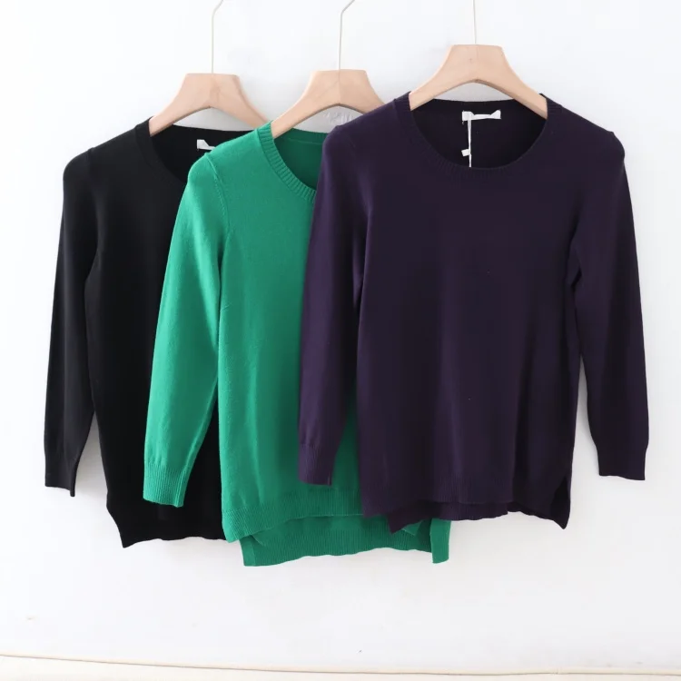 

Женский круглый вязаный свитер Ne, эластичный, теплый, простой дизайн, тонкая вязка, весна, сезон 2025, другие материалы 00%