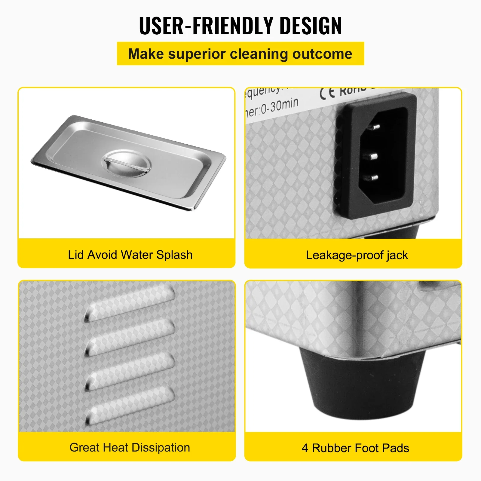 VEVOR 800ml pulitore ad ultrasuoni lavatrice portatile 35W Mini lavastoviglie lavapiatti bagno ad ultrasuoni Sonic per elettrodomestico