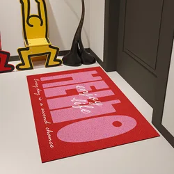 Modern Creative Letter Pattern Porch Doormat Carpet Living Room Bathroom Floor PVC Anti-slip Mat Can Be Cut Entrance Door Mat
