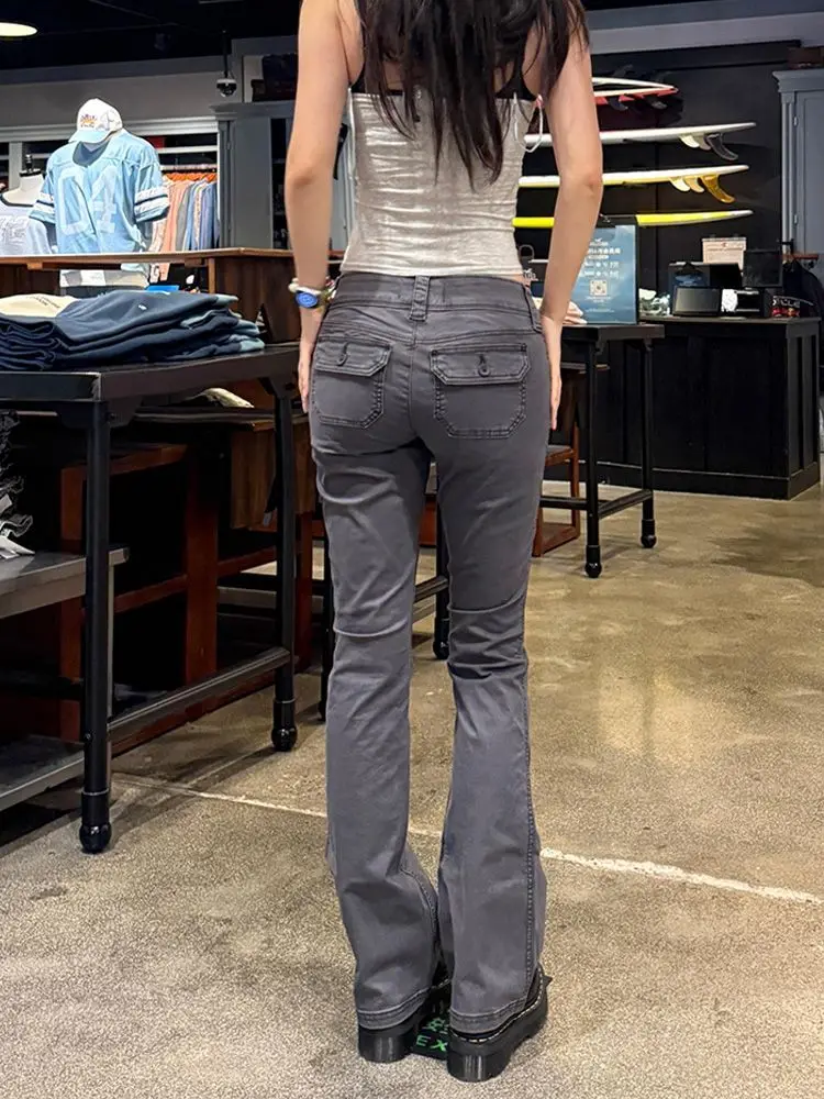 

Осень 202, женские винтажные расклешенные джинсы, американские ретро модные брюки с высокой талией, уличная одежда, Y2K, широкие женские джинсовые брюки