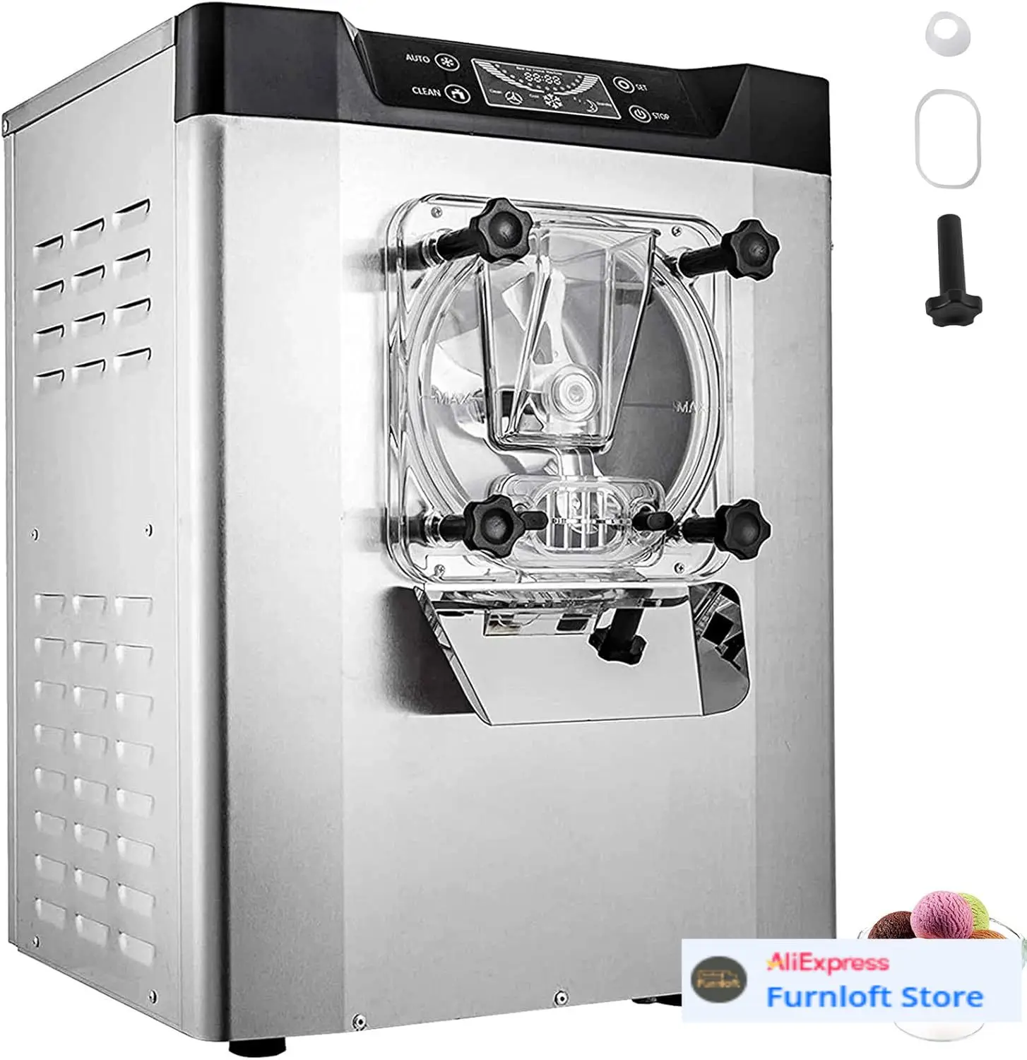

Commercial Ice Cream Machine 1400W 20/5.3 Gph Hard Serve Ice Cream Maker with LED Display Screen Auto Shut-Off Timer One