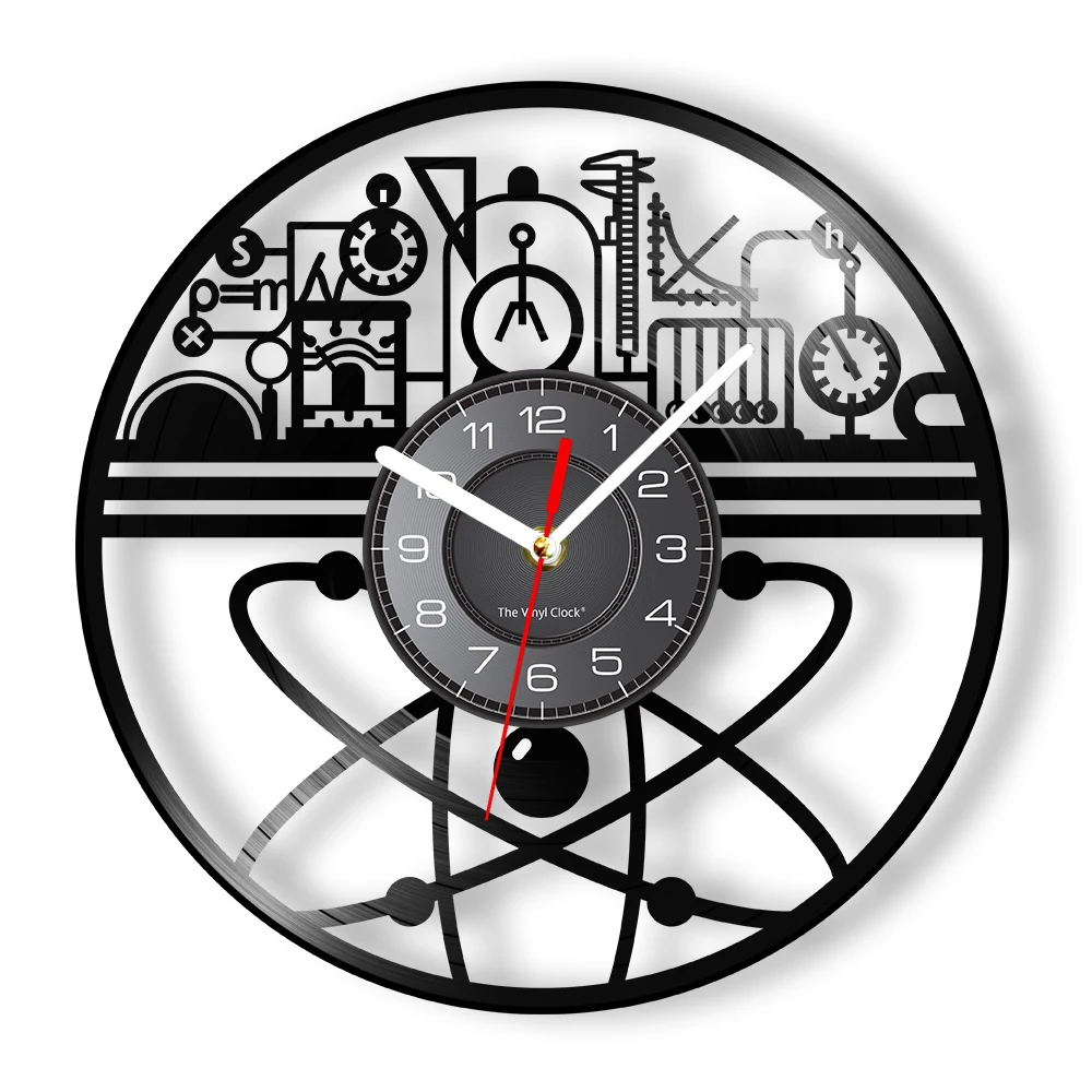 Chemical Art Vinyl Disk Wall Clock Scientific Experiment Art Home Decoration Vinyl Record Wall Watch Chemical Scholar Gift