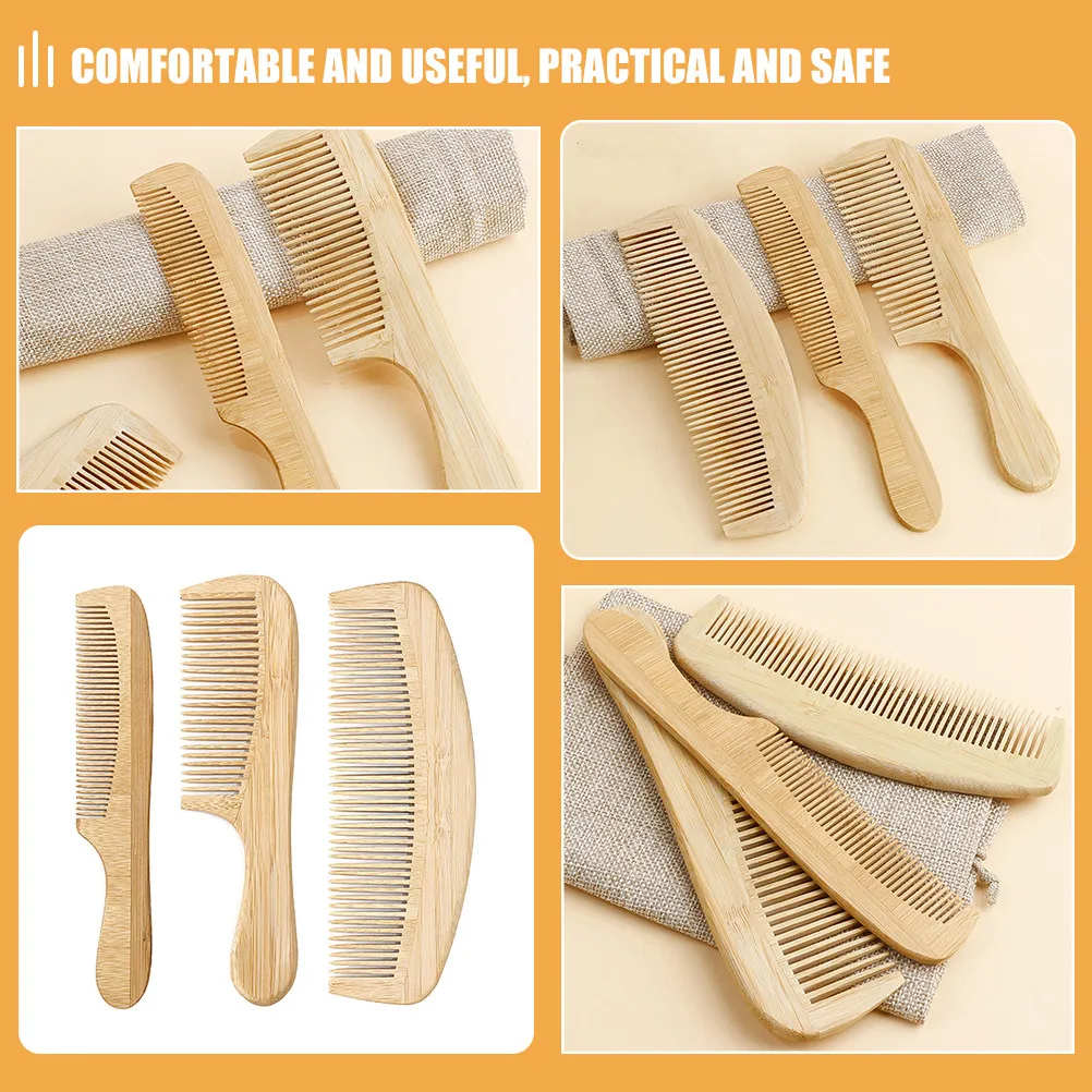 

3Pcs Bamboo Comb Compact Portable Fine Tooth Anti-Static Hair Styling Comb for Women Travel Pocket Use Small Lightweight Design