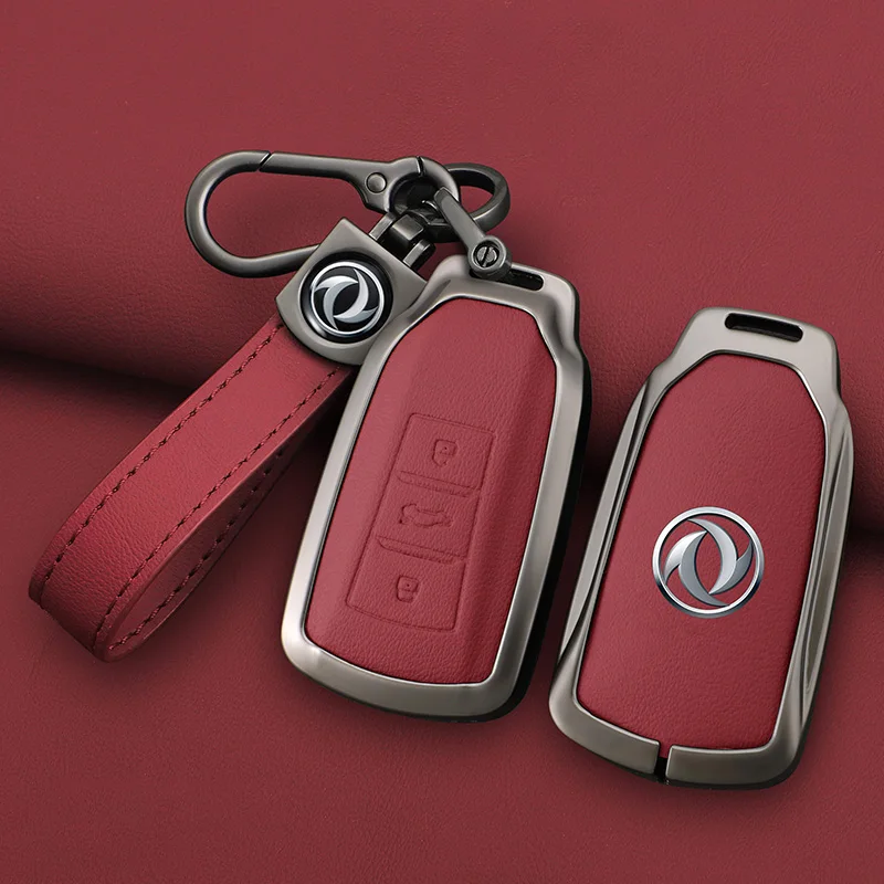 New Zinc Alloy Leather Car Remote Key Case Cover Holder Fob Protector Shell for DFM Dongfeng Scenery 580 Fengshen AX7 Yixuan Max