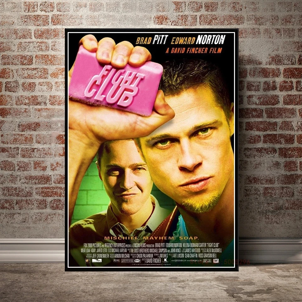 Classic Movie Fight Club Brad Pitt Boxing Film Poster Canvas Painting HD Printed Wall Art Pictures Beroom Gym Home Decor