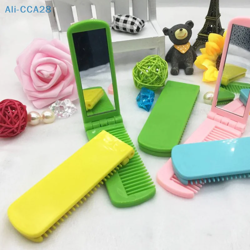 Professional Folding Hair Comb Travel Hair Comb Portable Fold Hair Brush Mirror Compact Pocket Size Purse Travel Comb