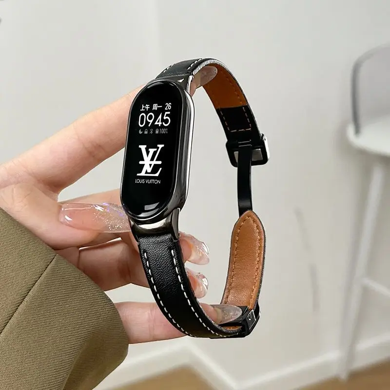 Leather Strap For Xiaomi Mi Band 8 Replacement Belt Magnetic Buckle Wristband Bracelet for xiaomi miband 8 mi band8 Correa Strap