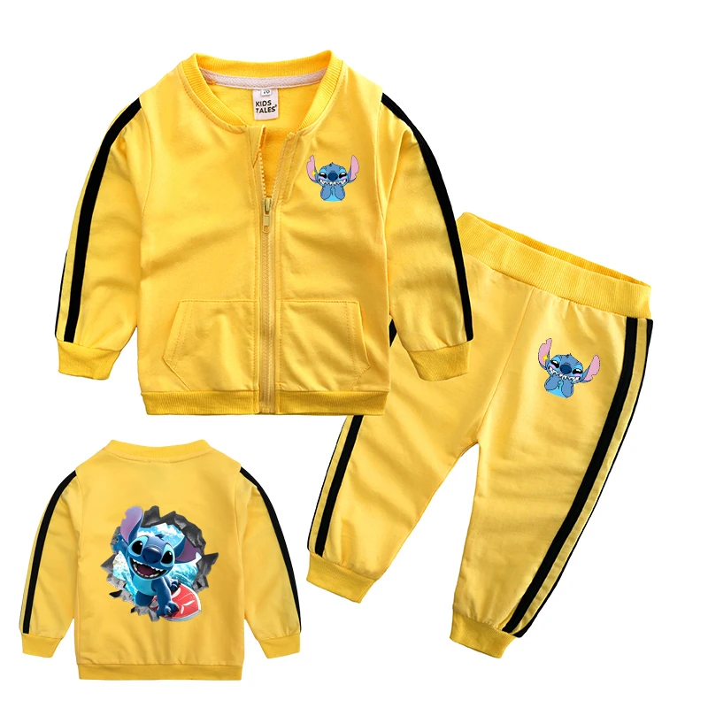 

Хлопковый спортивный костюм с принтом Диснея, осенний комплект одежды для маленьких девочек и мальчиков, комплект из 2 предметов, детская одежда со свитшотом, топ и штаны