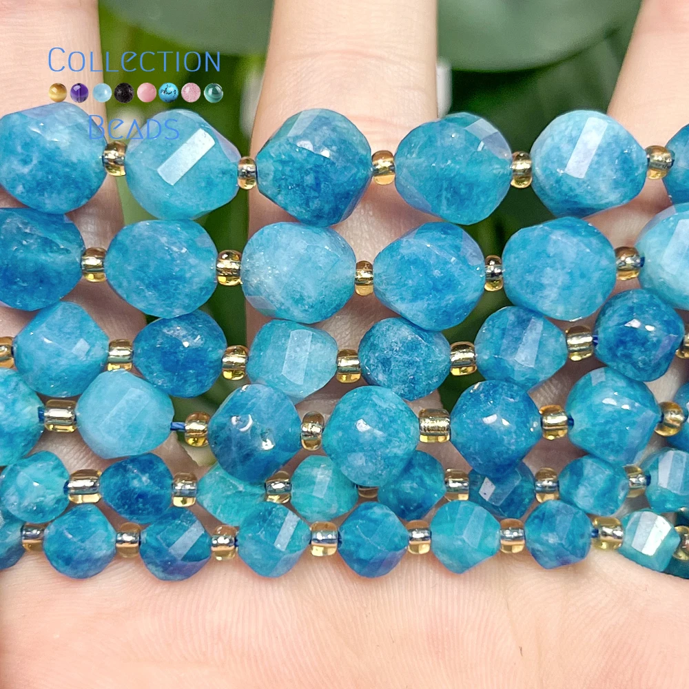 6 8 10mm Natursteinperlen Blauer Apatit Jade Facettierte Runde Perlen Lose Perlen für Schmuckherstellung DIY Perlenzubehör – Detail 4