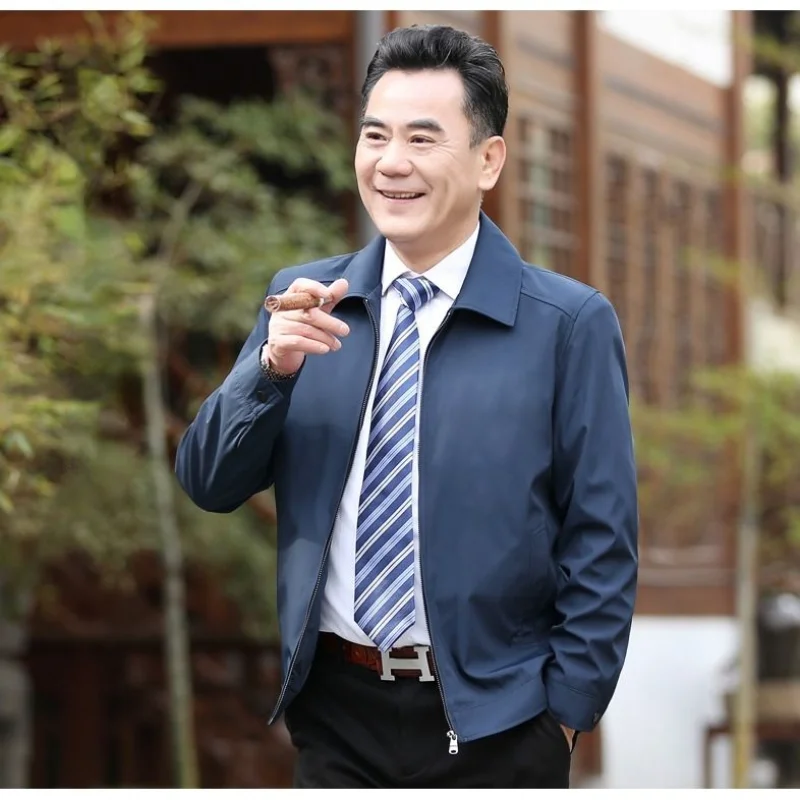 

Men's Zipper Casual Jacket with Turn-down Collar Business Thin Mens Outwear s Coats for Men Male Coat Fashion Q558