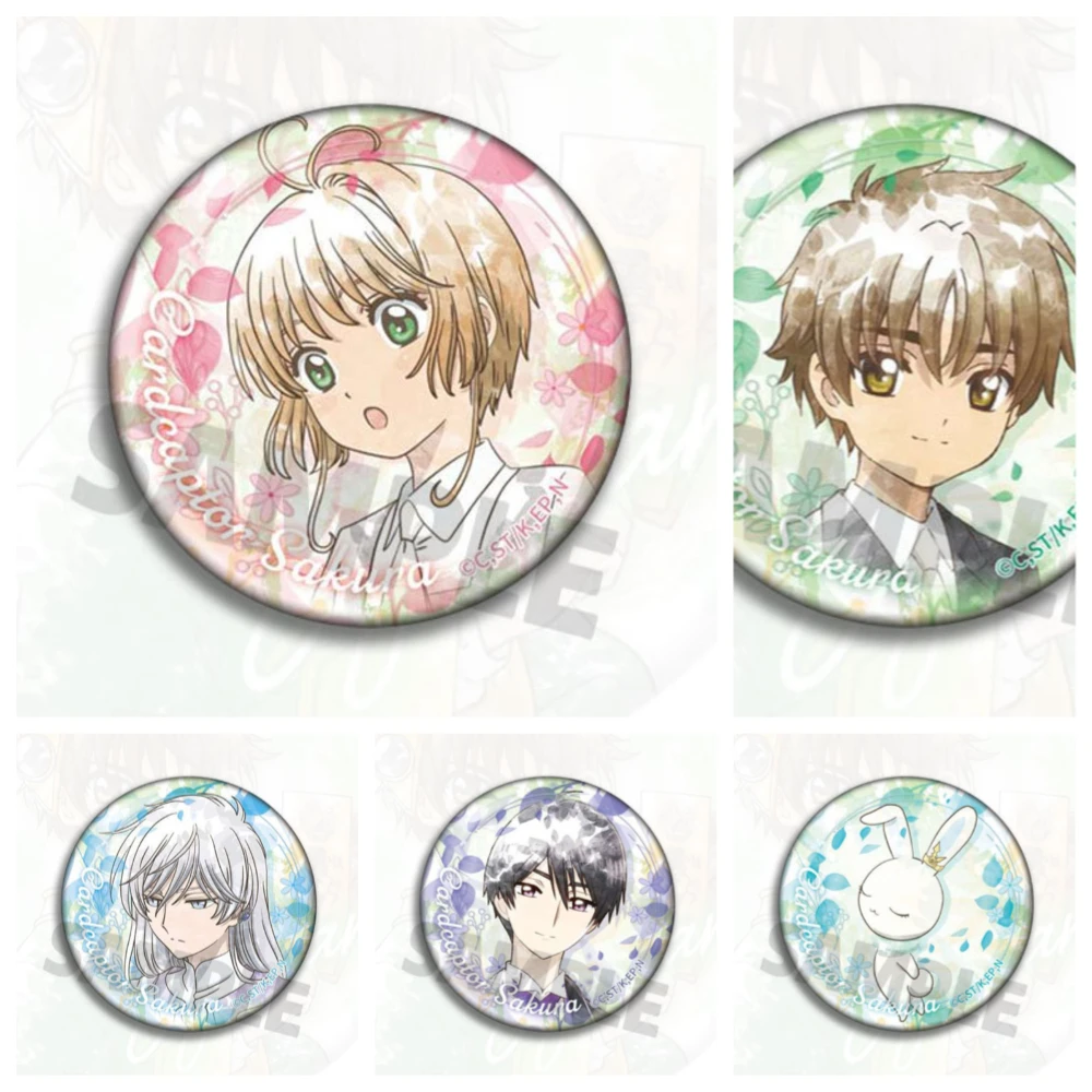 58MM Popular Anime Badge Peripheral Figure Li Syaoran Kinomoto Fujitaka Cartoon Cosplay Pins for Fans Souvenir Jewelry Gifts