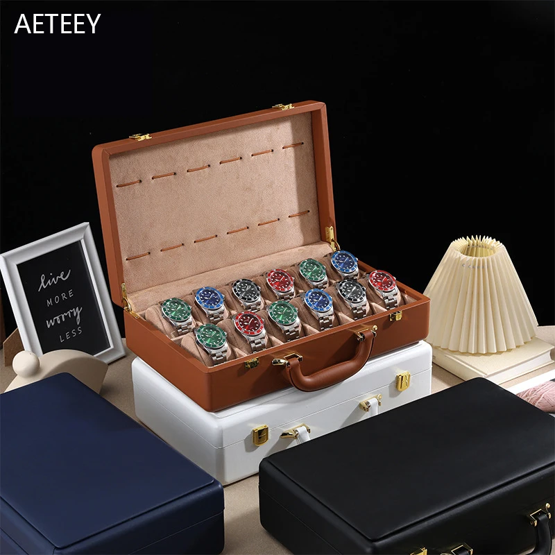 12 Slots Watch Storage Case Watches Organizer Business Exhibition High-grade Watch Display for Watch Customizable logo PU Leathe