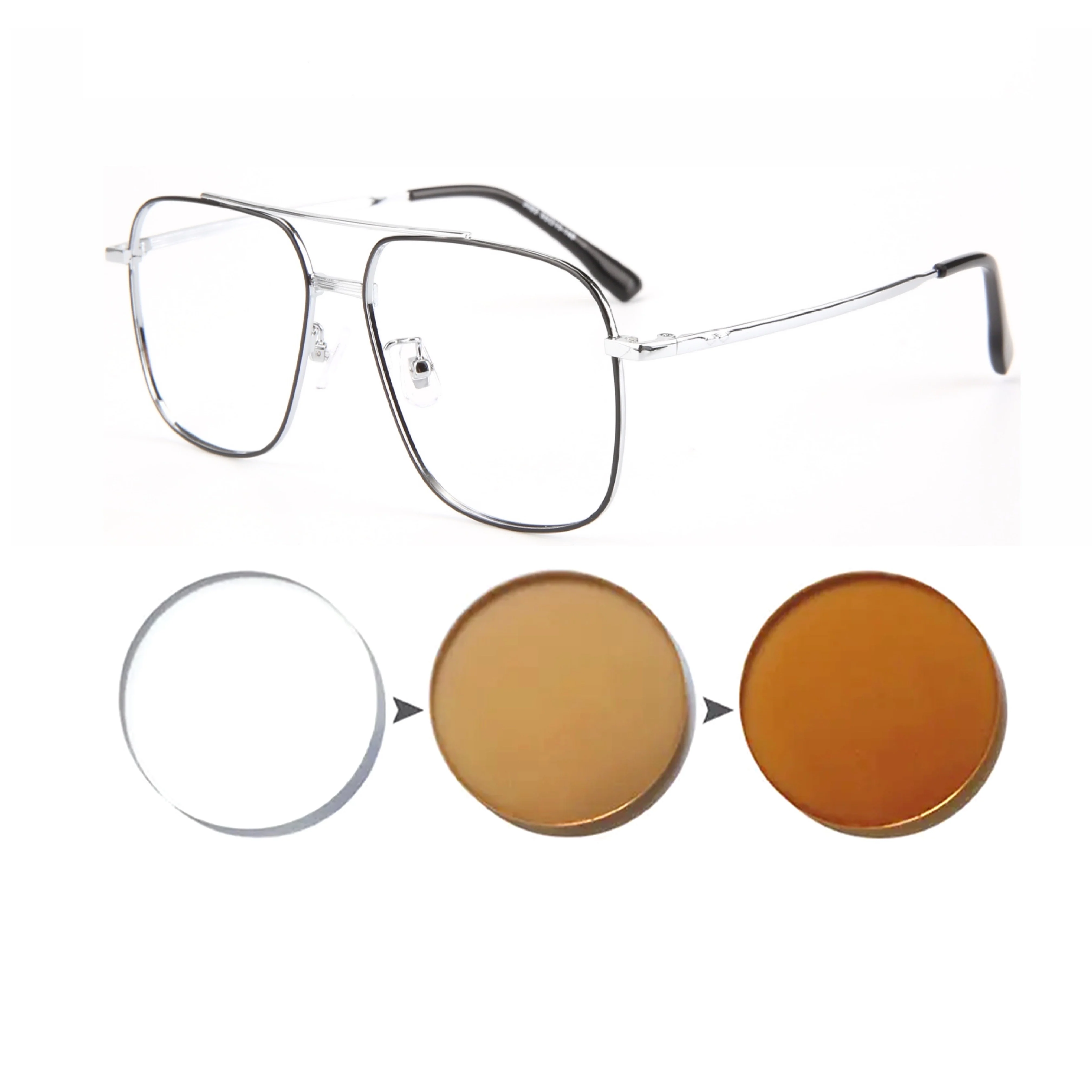 Bolema Outdoor Shade Sun Photochrome Pilot Myopie Brille mit verschreibungspflichtigen Brillen Herren ovale Sonnenbrille Dioptrien 0-0,5 -0,75 bis -6,0 4