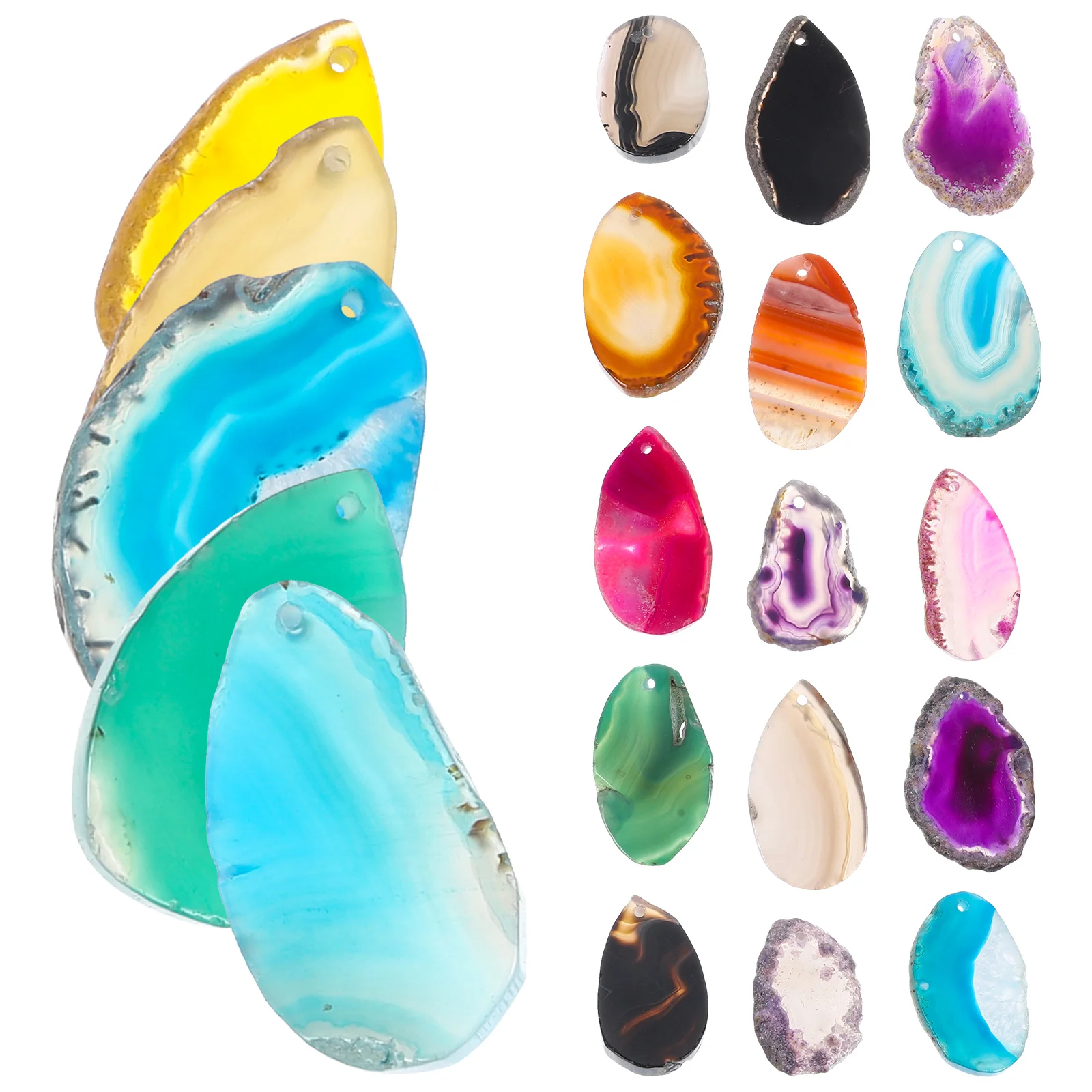 20pcs Agate Piece Pendant Sweater Chain Hanging Decoration Colorful Wind Chimes ( Mixed Style) DIY Jewelry Pendants